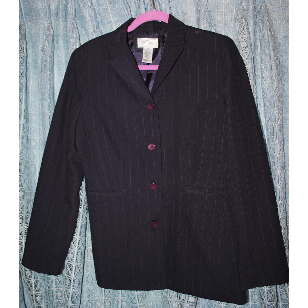 BOB MACKIE STUDIO Eggplant Pinstripe Blazer Sz 8